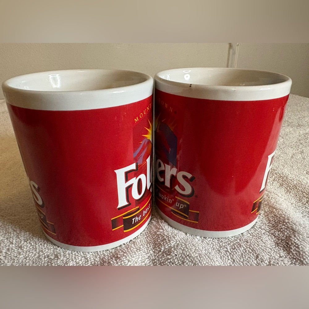 VTG FOLGERS Mountain Grown COFFEE MUGS-2 "The Best Part If Waking Up" PROMO - Picture 3 of 8